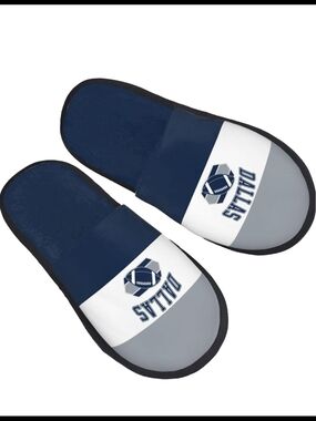 Dallas Logo Navy and Gray Women's Slide Slippers